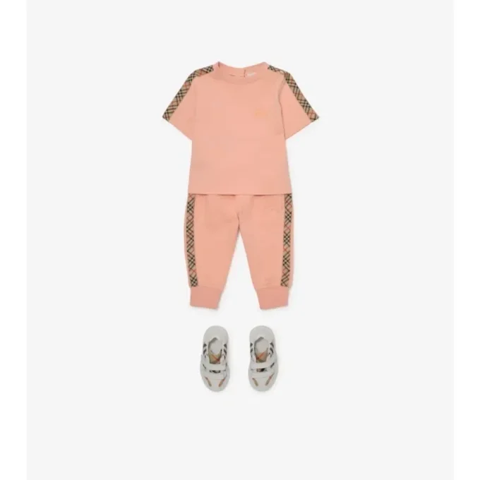 T-shirt in cotone con bordi a quadri