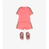 T-shirt in cotone con bordi a quadri