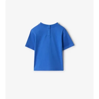 T-shirt in cotone con bordi a quadri