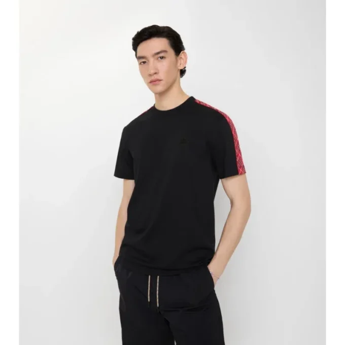 T-shirt in cotone con bordi a quadri
