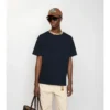 T-shirt in cotone con bordi a quadri