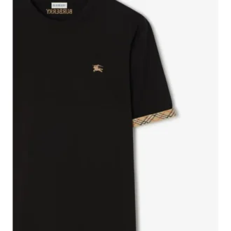T-shirt in cotone con bordi a quadri