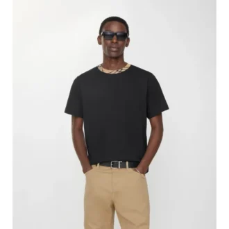 T-shirt in cotone con bordi a quadri