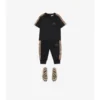 T-shirt in cotone con bordi a quadri
