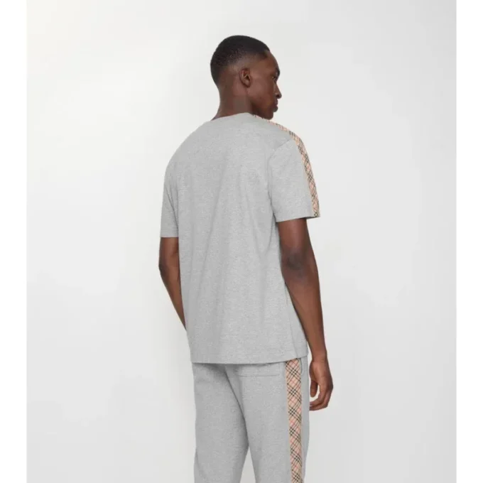 T-shirt in cotone con bordi a quadri