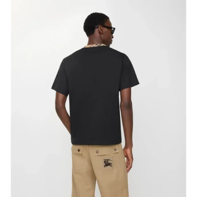 T-shirt in cotone con bordi a quadri