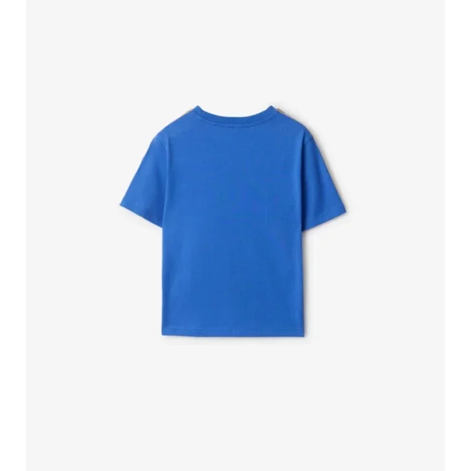 T-shirt in cotone con bordi a quadri