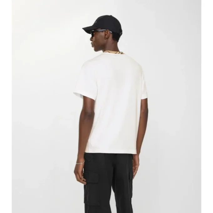 T-shirt in cotone con bordi a quadri