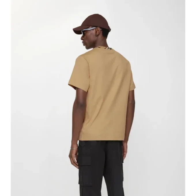 T-shirt in cotone con bordi a quadri