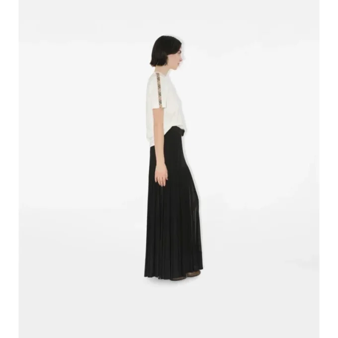 T-shirt in cotone con bordi a quadri