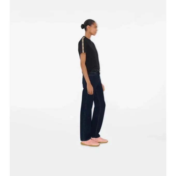 T-shirt in cotone con bordi a quadri