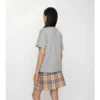 T-shirt in cotone con bordi a quadri