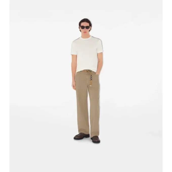T-shirt in cotone con bordi a quadri
