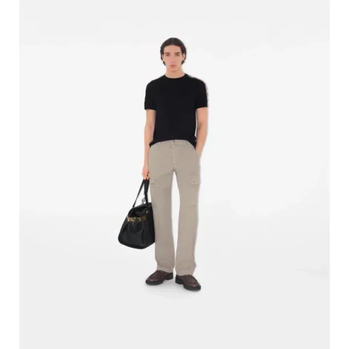 T-shirt in cotone con bordi a quadri