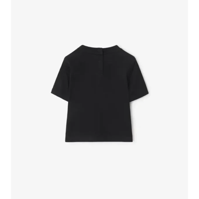 T-shirt in cotone con bordi a quadri