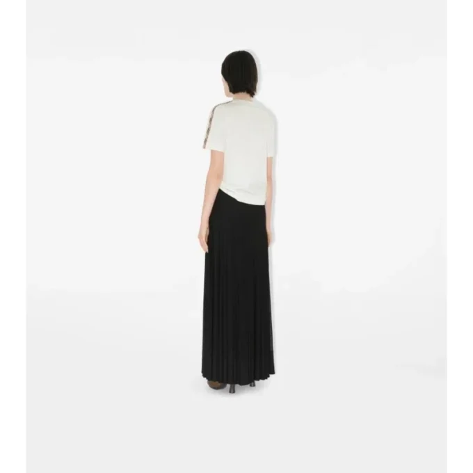 T-shirt in cotone con bordi a quadri
