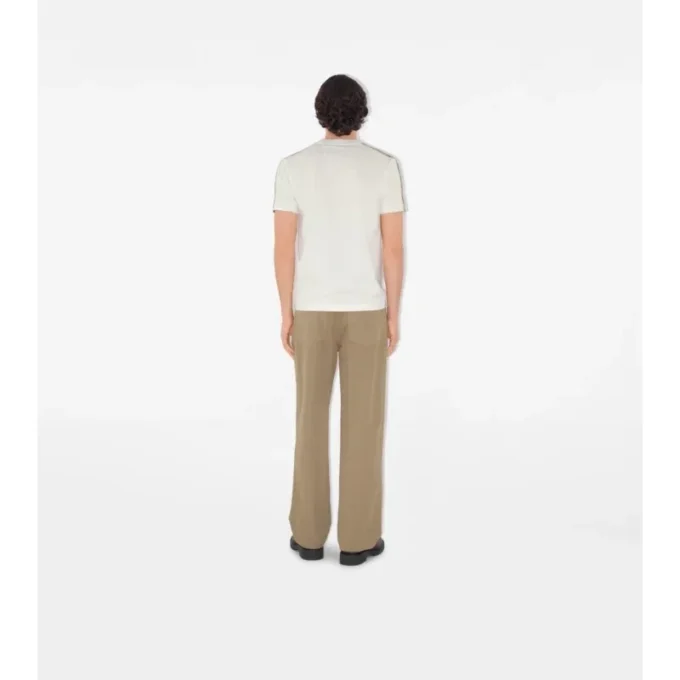T-shirt in cotone con bordi a quadri