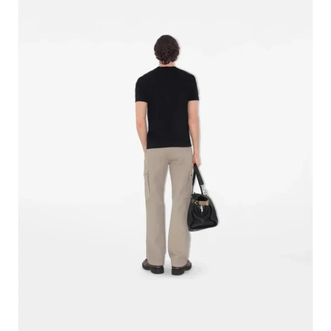 T-shirt in cotone con bordi a quadri