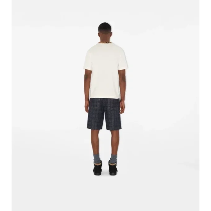 T-shirt in cotone con bordi a quadri