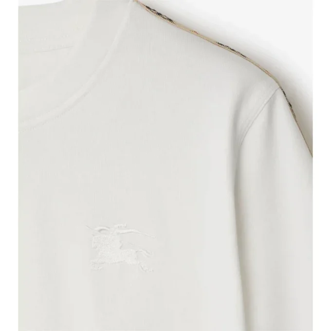 T-shirt in cotone con bordi a quadri