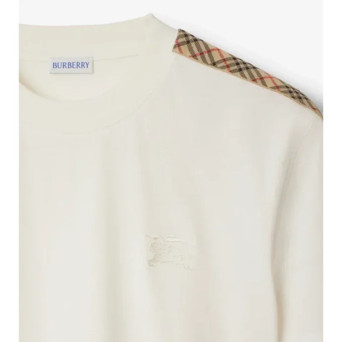 T-shirt in cotone con bordi a quadri