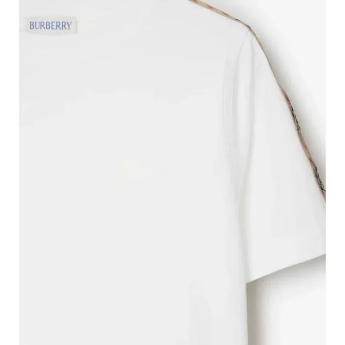 T-shirt in cotone con bordi a quadri