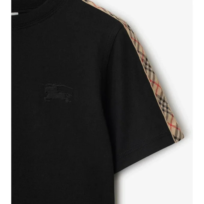 T-shirt in cotone con bordi a quadri