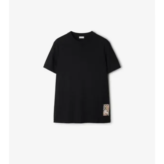 T-shirt in cotone con etichetta a quadri