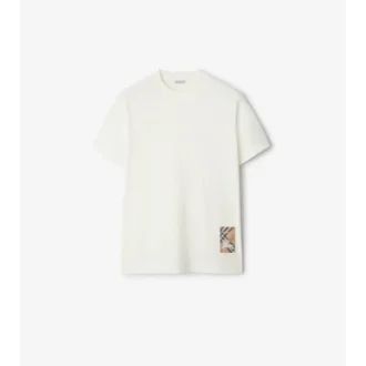 T-shirt in cotone con etichetta a quadri