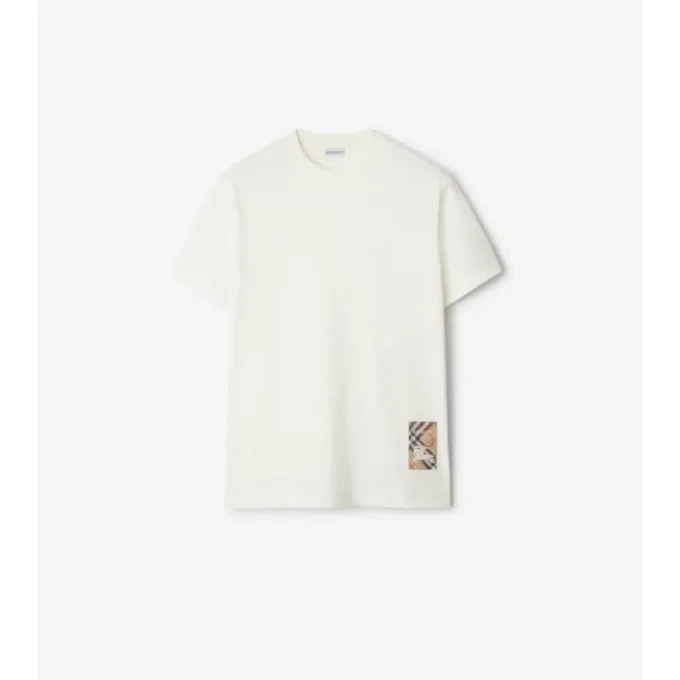 T-shirt in cotone con etichetta a quadri