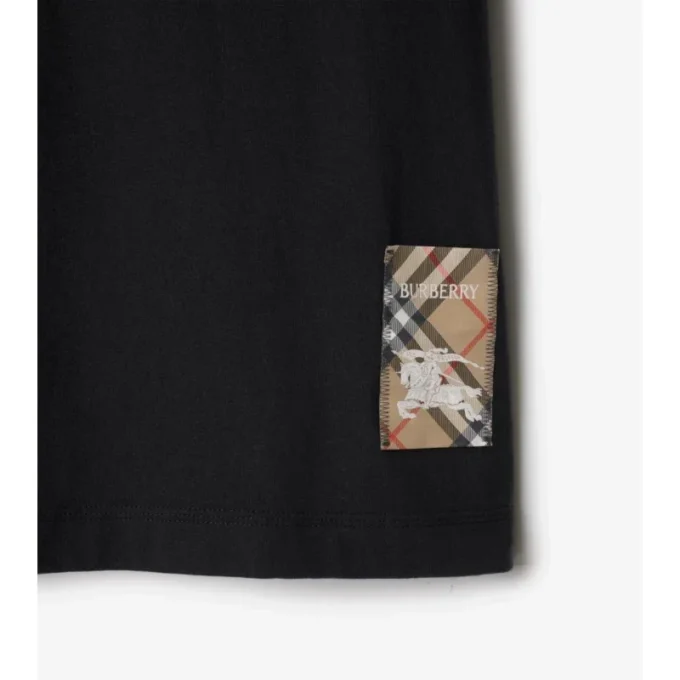T-shirt in cotone con etichetta a quadri