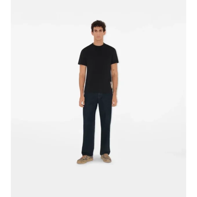 T-shirt in cotone con etichetta a quadri
