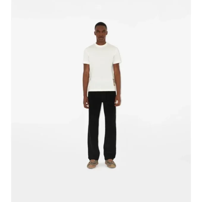 T-shirt in cotone con etichetta a quadri