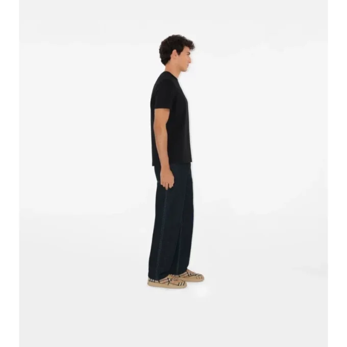 T-shirt in cotone con etichetta a quadri