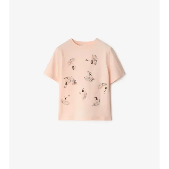T-shirt in cotone con logo a forma di ombrello