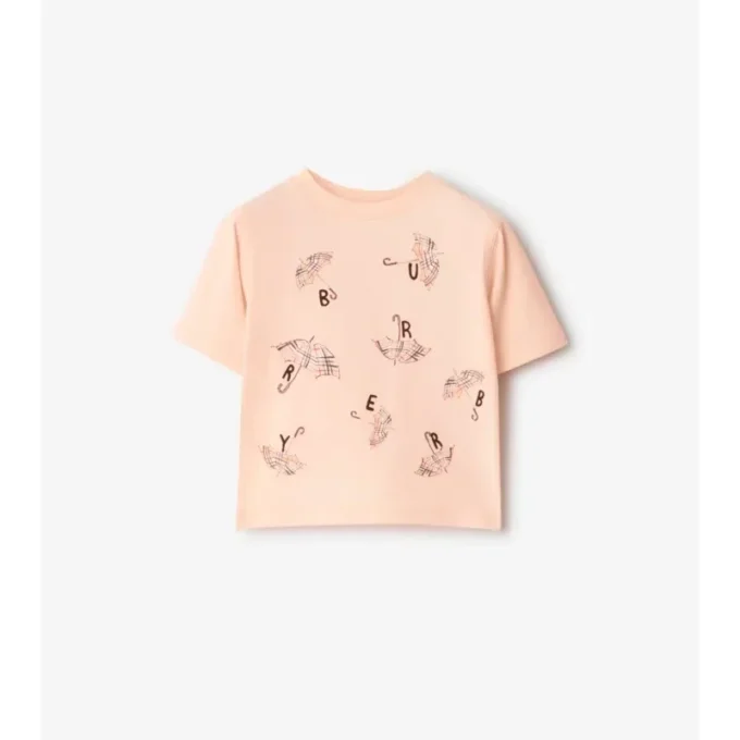T-shirt in cotone con logo a forma di ombrello