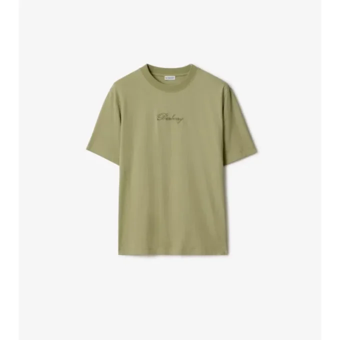 T-shirt in cotone con logo in corsivo a quadri