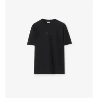 T-shirt in cotone con logo in corsivo a quadri