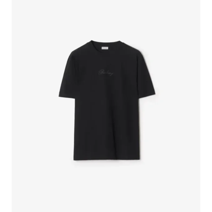 T-shirt in cotone con logo in corsivo a quadri