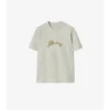 T-shirt in cotone con logo in corsivo a quadri