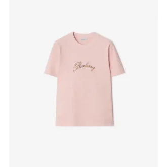 T-shirt in cotone con logo in corsivo a quadri