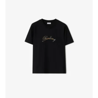 T-shirt in cotone con logo in corsivo a quadri