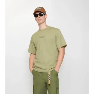 T-shirt in cotone con logo in corsivo a quadri