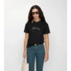 T-shirt in cotone con logo in corsivo a quadri