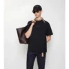 T-shirt in cotone con logo in corsivo a quadri