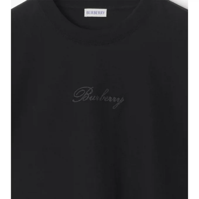 T-shirt in cotone con logo in corsivo a quadri