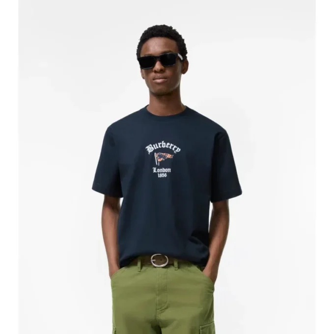 T-shirt in cotone con motivo a quadri