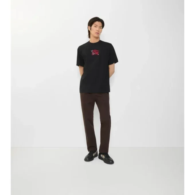 T-shirt in cotone con motivo a quadri EKD