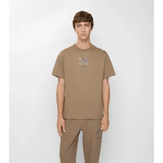 T-shirt in cotone con motivo a quadri EKD