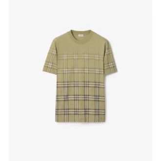 T-shirt in cotone con motivo a quadri sfumato